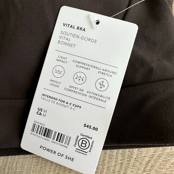 Athleta Vital Sports Bra A-C Cup Truffle Brown M 819515 - Picture 4 of 10